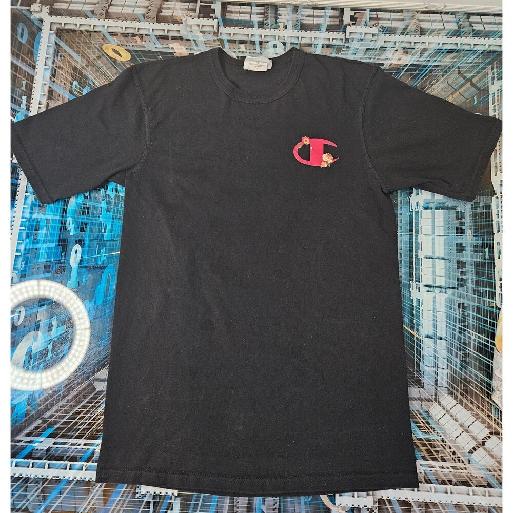 Champion Vintage Floral‎ Logo Short Sleeve Crew Tee Shirt (Men's Small)